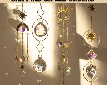 Crystal Suncatcher Pendant Rainbow Maker Window Hanging Light Catcher Summer Decor Gift Healing Crystal Housewarming Gifts, Gifts for her