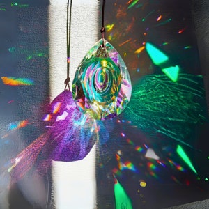 K9 Crystal Prism Suncatcher, Crystal Suncatcher Window Hanging Pendant Rainbow Light Catcher Summer Decor, Gift for her Healing Crystal Mom