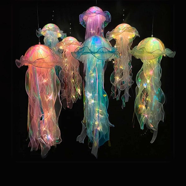 Aesthetic LED Jellyfish Lamp, Bedroom Night Lamp, Bedroom Night Light, Room And Home Decoration, Jellyfish Decor, Boho, Fantasy Nightlight