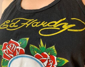 Vintage Ed Hardy Skull Rose Tank: Y2K Tattoo Art Streetwear - Etsy