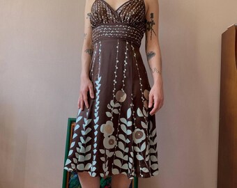 Ted Baker Silk Floral Midi Dress S | Cavalli Style Y2K Boho