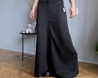 Futuristic Black Double Zip Maxi Skirt M – Minimal Techwear Streetwear cop copine style