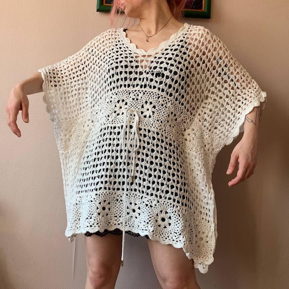 Michael Kors Crochet Mini Dress: Boho Lace Tunic, Y2K Cover Up