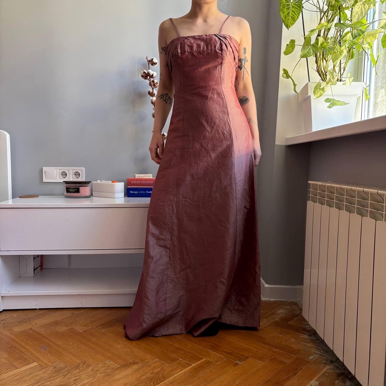 vintage silk dress 90s 100 Pink Maxi Minimalist Slip Gown Evening Formal Bias Cut Spaghetti Strap ESN-S17973