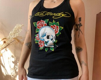 Vintage Ed Hardy Skull Rose Tank: Y2K Tattoo Art Streetwear - Etsy