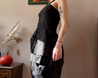 Marc by Marc Jacobs zwarte katoenen gelaagde minirokjurk Y2K avant-garde grunge indie-streetwear