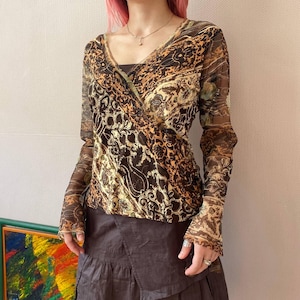 Witchy y2k mesh 90s CMD printed longsleeve