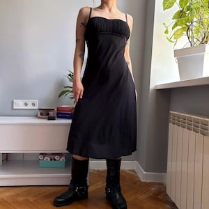 90s Black Spaghetti Strap Dress - Etsy