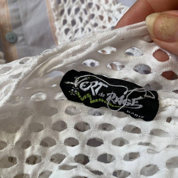 Y2K Vert de Rage White Mesh Net Tie Front Fishnet… - image 8