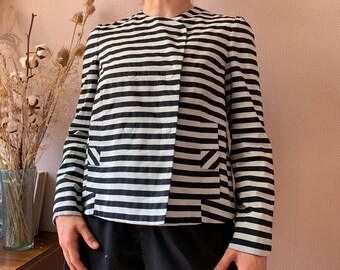 Giorgio Armani Vintage Striped Mod Blazer/ Jacket – Italian Designer Minimalist Black White Streetwear Blazer