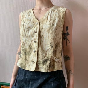 Vintage Earth-Toned 90s Minimalist Forestcore Artist Smock Vest