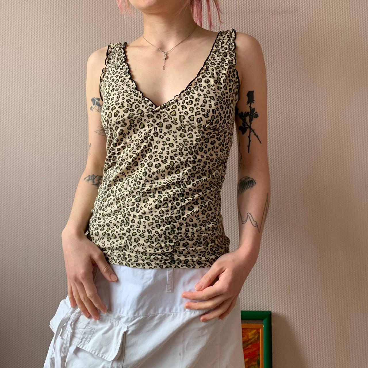 Y2K Leopard Print Vintage Tank Top With Black Lace Trim - Etsy 