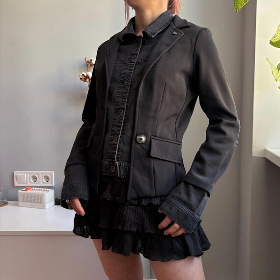 Zip73 Black gray deconstructed Structured Blazer … - image 4