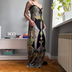 Maxi Dress Roberto Cavalli Leather Bustier Dress Rare Vintage Roberto  Cavalli FW 2001 Denim And Chiffon