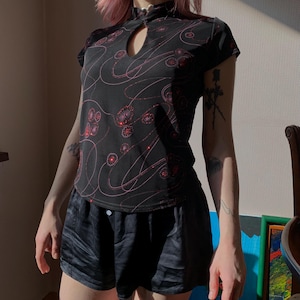 Y2K Asian Style Sparkly Top - High Neck - Size 14 - Etsy