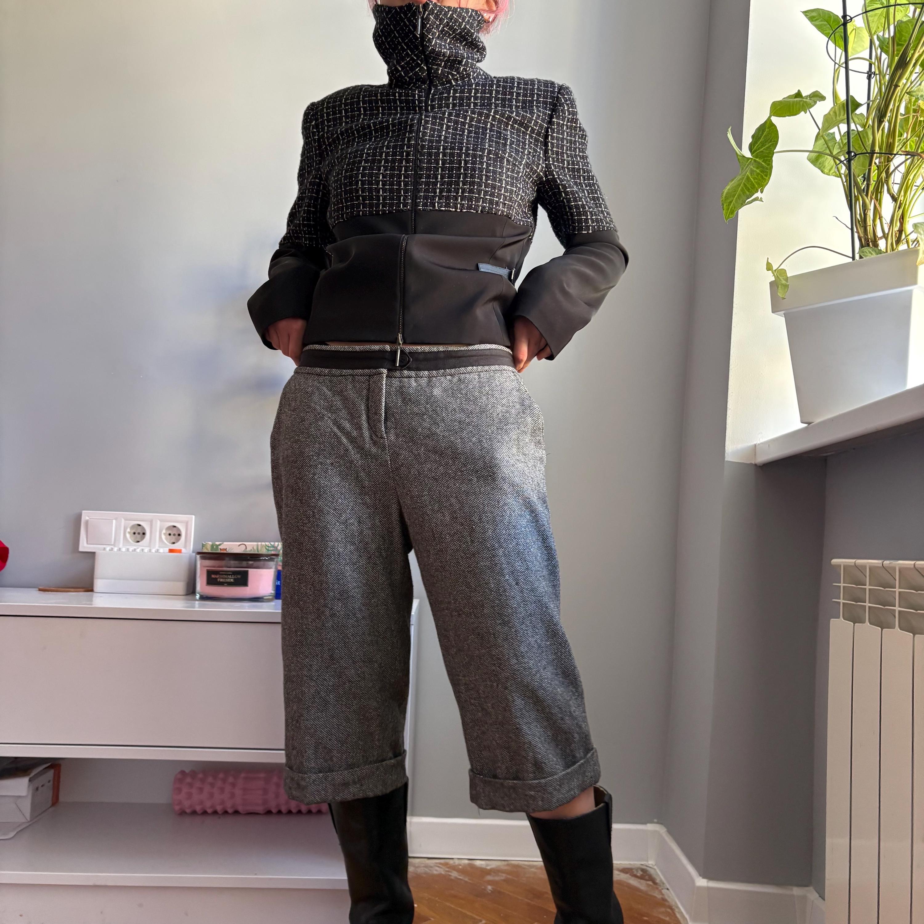 Vintage Kookai Wool Blend Tweed Capri Trousers – Y2K Low Rise