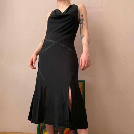 Vintage 90s Joseph Ribkoff Couture Gown: Backless Evening Dress (M)