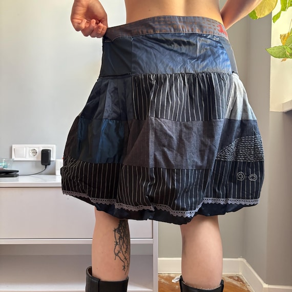 Desigual Patchwork Bubble Skirt | Boho Indie Mini… - image 10