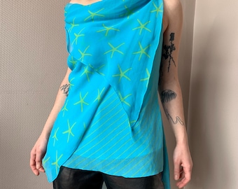 Asymmetrical Y2K See-Through Top - Size 36
