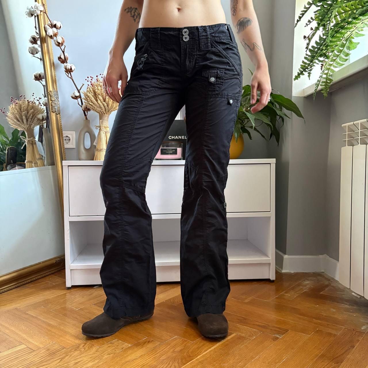 00s NICOLE Y2K 10pocket flare cargo pant Esprit Play Low Rise 