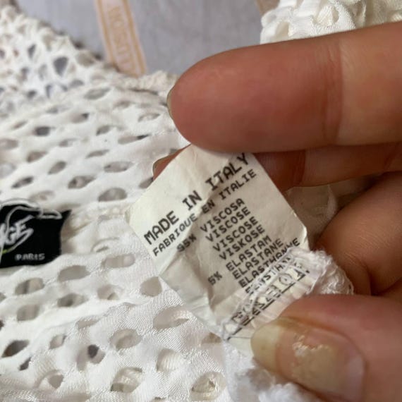 Y2K Vert de Rage White Mesh Net Tie Front Fishnet… - image 7