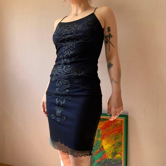 Vintage Y2K Black Mesh Sexy Layered Slip Dress, UK Made Bodycon, Sheer Nylon Spaghetti Strap Retro Clubwear - Etsy Vintage Y2K Black Mesh Sexy Layered Slip Dress, UK Made Bodycon, Sheer Nylon Spaghetti Strap Retro Clubwear - Etsy