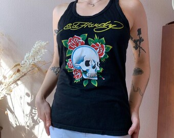 y2k❤️ 00s Ed Hardy スカル 両面ロゴ リブ タンクトップ Vintage Ed Hardy Skull Rose Tank: Y2K Tattoo Art Streetwear - Etsy
