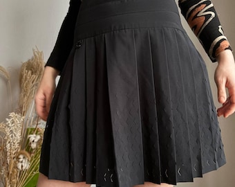 Mini jupes plissées à côtes élastiques Y2K pour femmes, taille Ultra basse, avec poches de couleur contrastée, Vintage, Cool, 2022  200000345