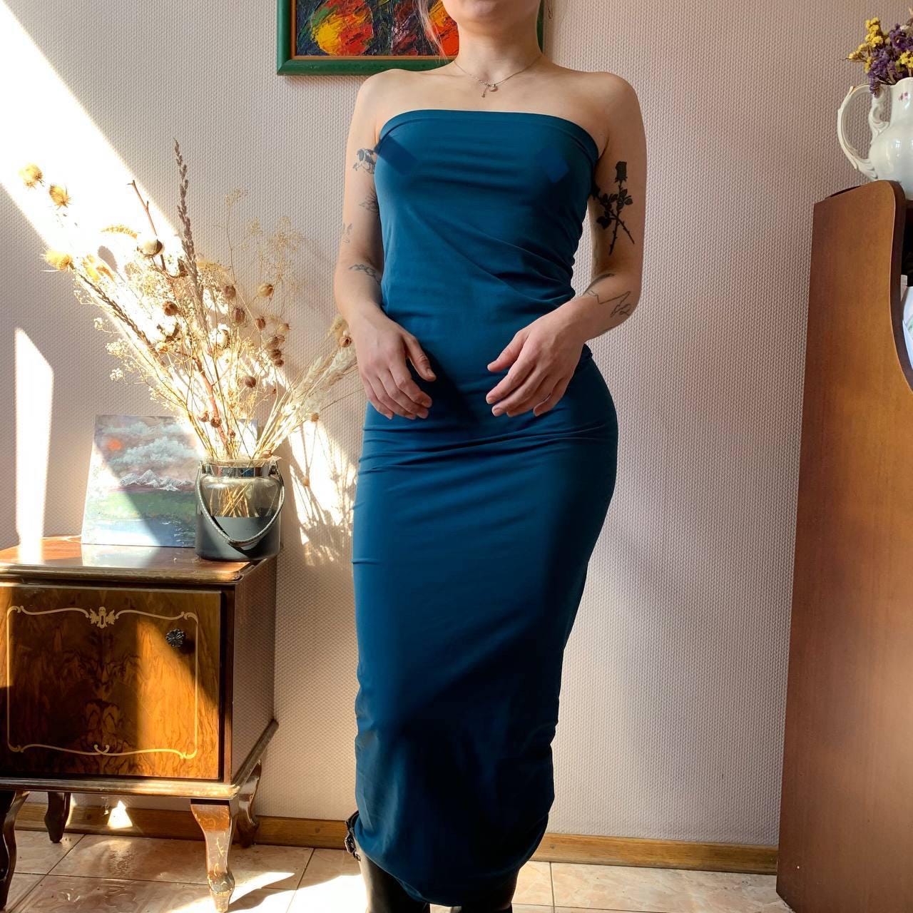 bodycon fitted brown dress tube transparent background Leg Avenue Women's Skin Tone Opaque Tube Bodycon Dress