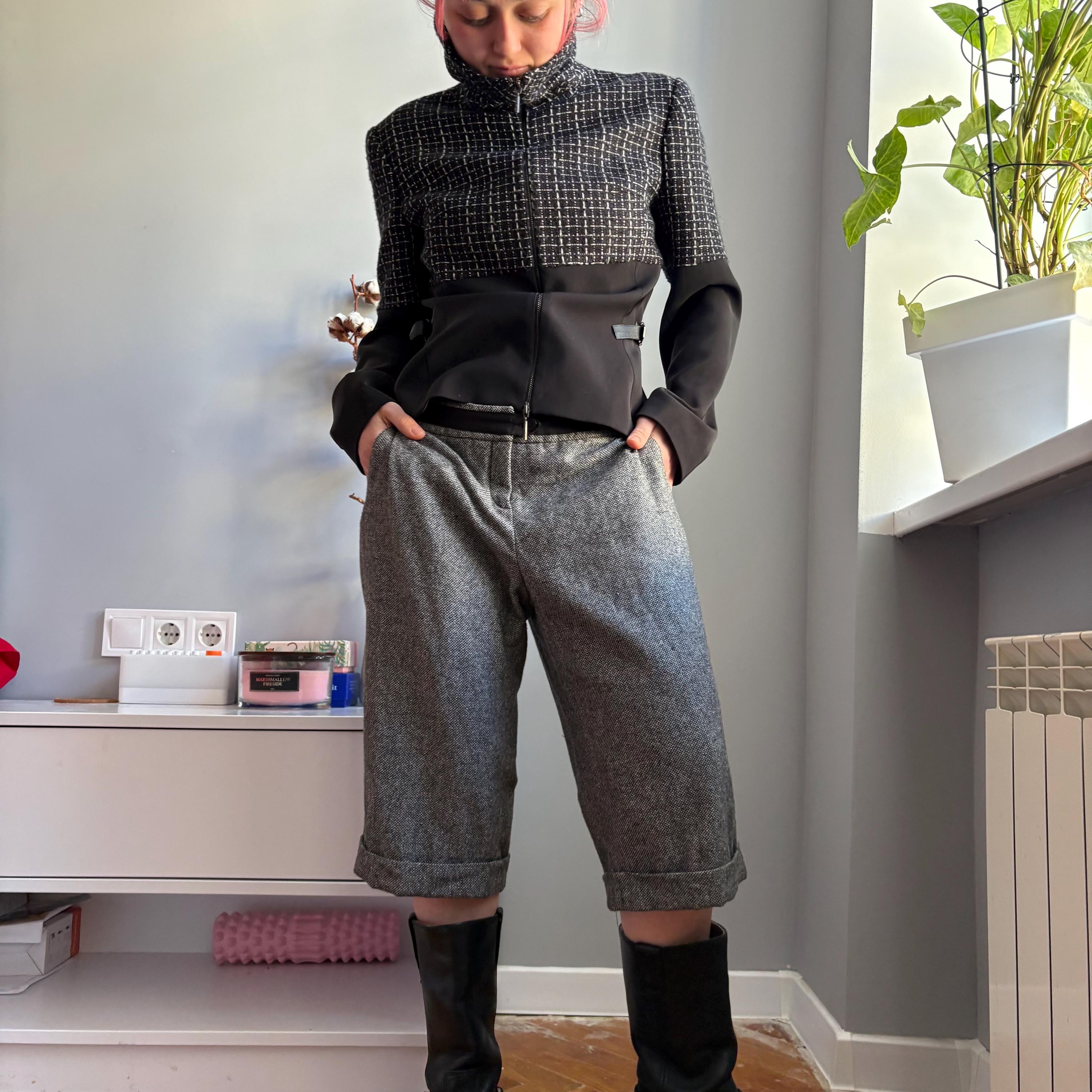Vintage Kookai Wool Blend Tweed Capri Trousers – Y2K Low Rise