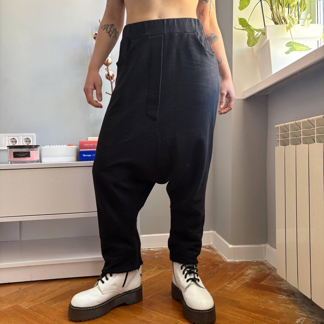 Studio B3 Drop Crotch Pants Black Harem Trousers Avant Garde