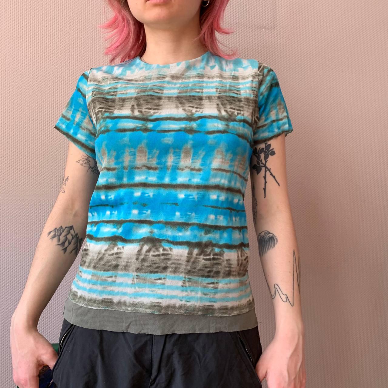 ヴィンテージ y2k 風 ゴルチエ メッシュ アブストラクト プリント