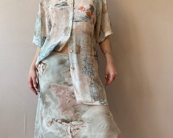 Durchsichtiger Rock mit Print im Vintage antik Stil