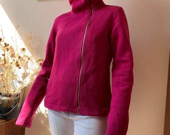 Vintage Bench Fleece Zip Jacket: Magenta Pink Y2K Retro Streetwear