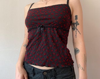 90s goth spaghetti straps ruffled top