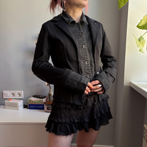 Zip73 Black gray deconstructed Structured Blazer … - image 11