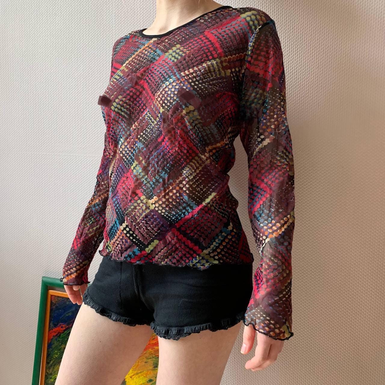 トップス 00s archive patchwork laceup long sleeve Vintage Lace Patchwork Crop Top with Long Sleeves Mauritius | Ubuy