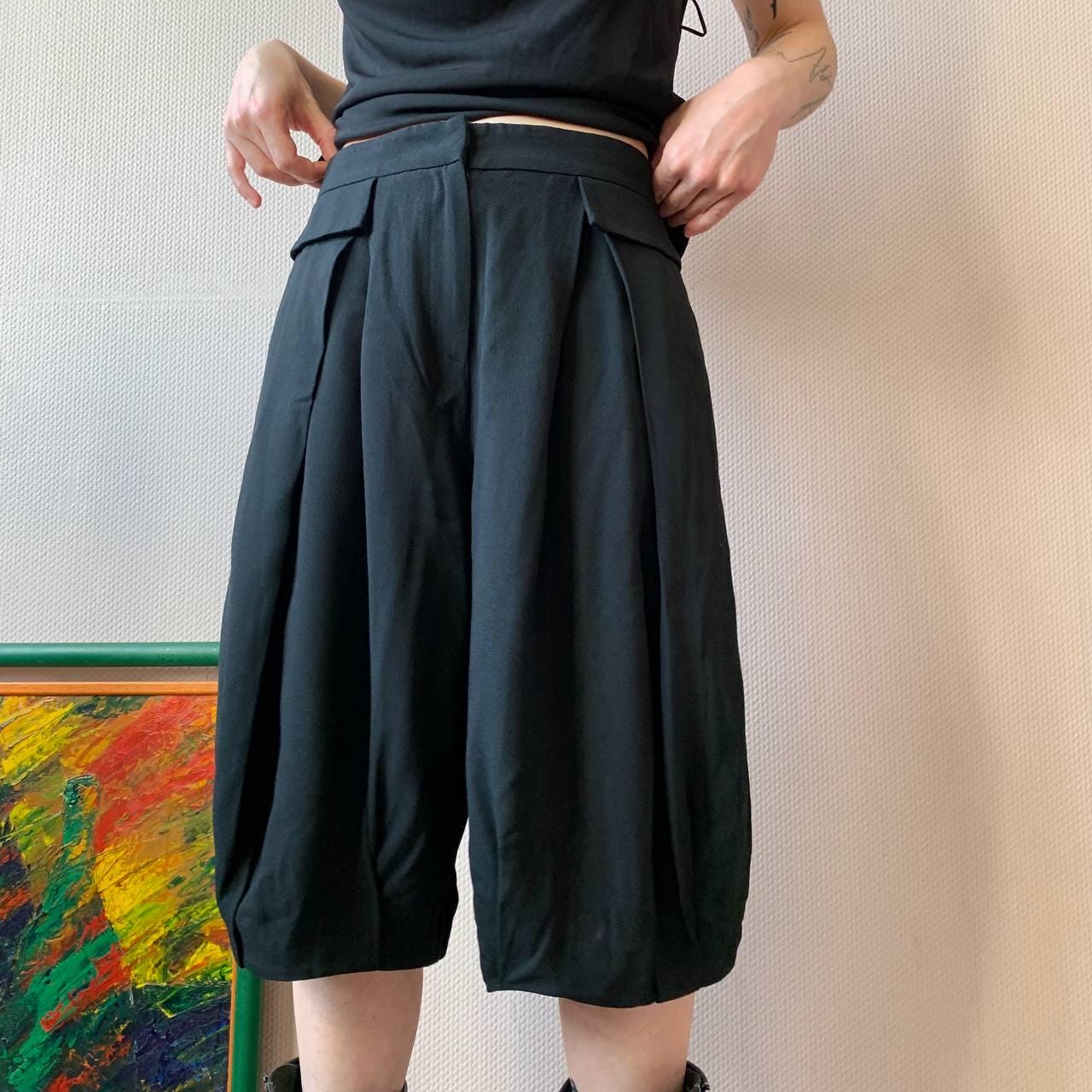 Giorgio Armani Wide Leg Pleated Shorts: Avant Garde High