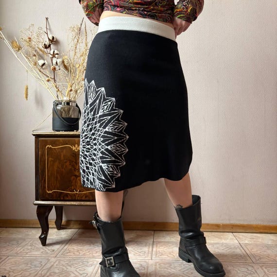 Desigual Geometric Mandala Pattern Wool Blend Kni… - image 1