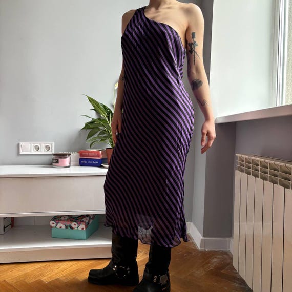 diagonal dress design Erica A-line Diagonal Neck Mesh Sheer Midi Dress