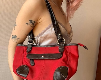 Vintage 90s Y2K TOMMY HILFIGER Leather Satchel Handbag Shoulder
