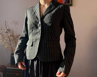 Office Siren Ralph Lauren Pinstripe Blazer Size 2 Tailored Y2k Jacket