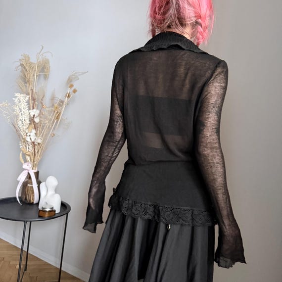 ⠀ ENOF sheer cardigan ブラック イナフ シアーカーディガン ENOF（イナフ）の「sheer cardigan（カーディガン/ボレロ）」 - WEAR