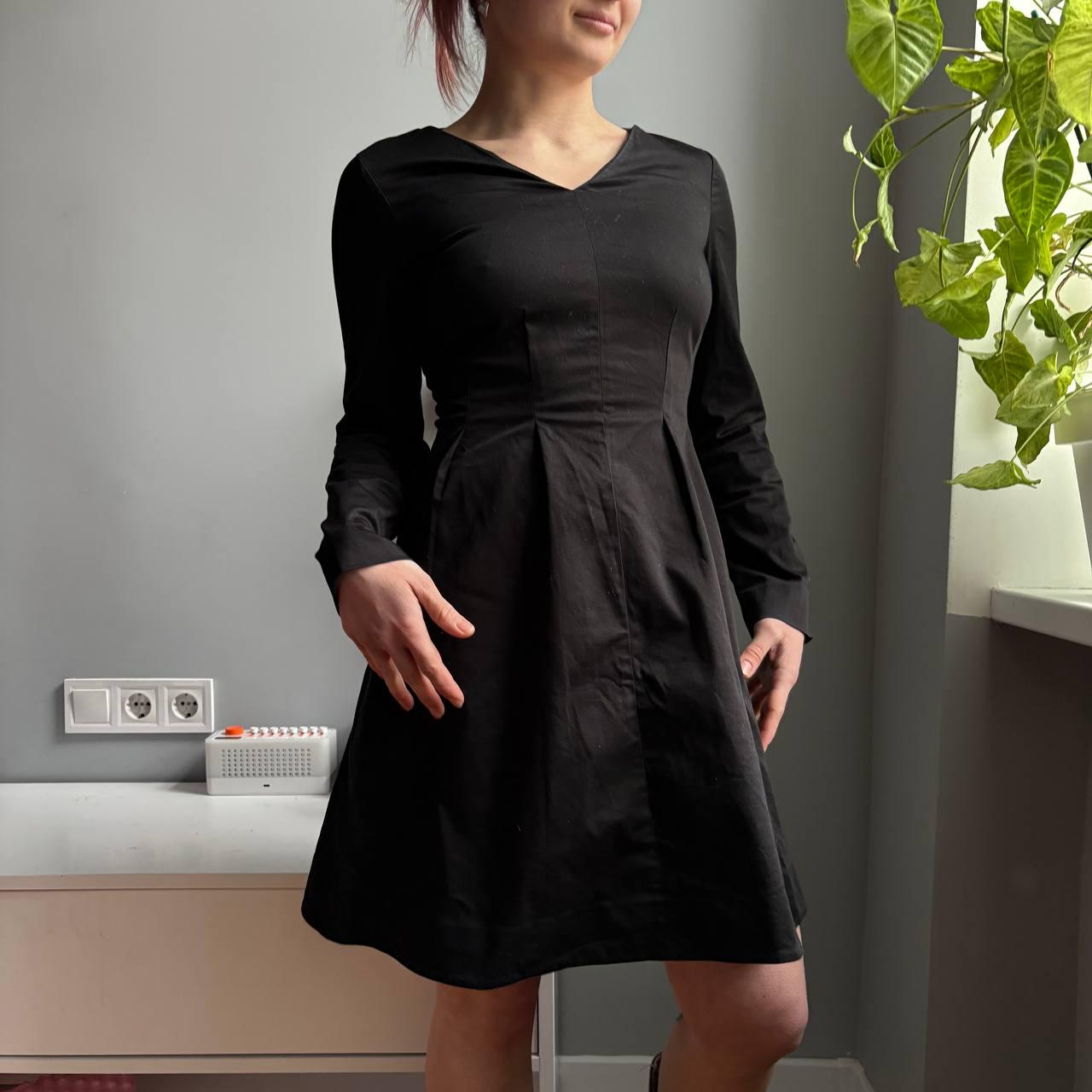 cos long sleeve black dress COS Black Fit & Flare Office Dress — Minimalist Long Sleeve Gown XS
