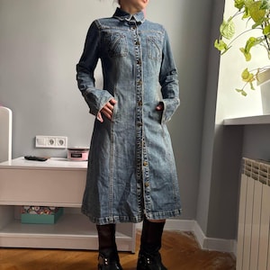 Fitted Long Sleeve Denim Dress - Etsy