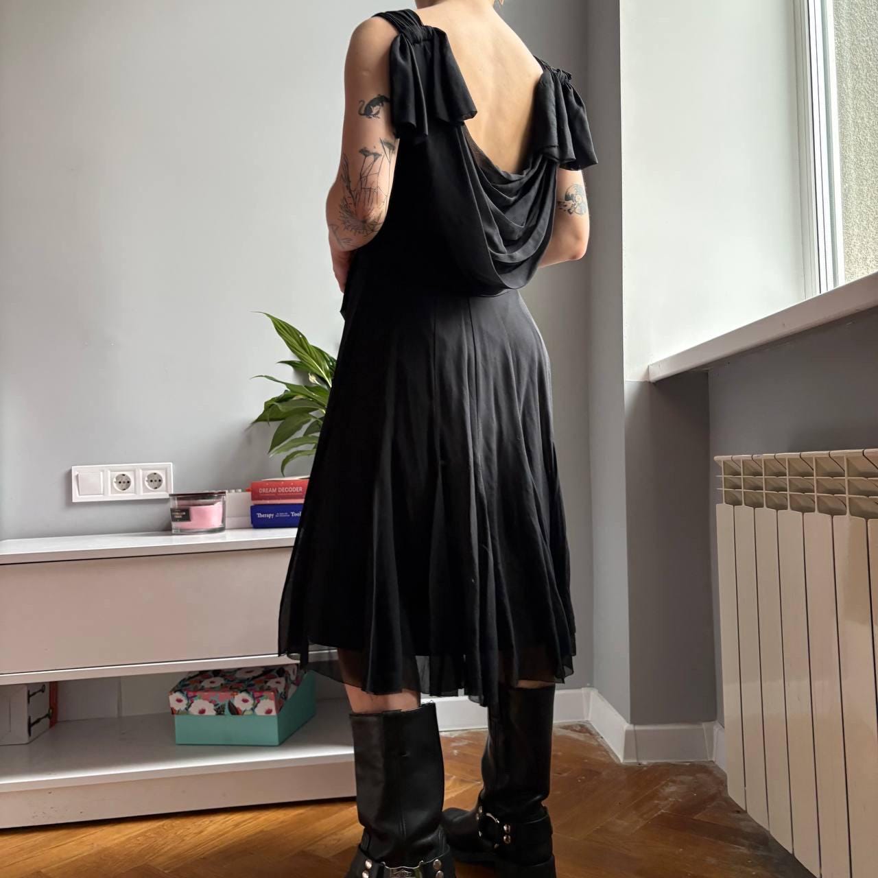 long sleeve midi blue dress Long Sleeve Button Front Midi Dress