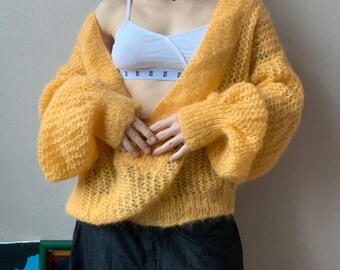 Vintage Handmade Soft Options Cardigan Sweater England Mohair