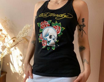 y2k❤️ 00s Ed Hardy スカル 両面ロゴ リブ タンクトップ Vintage Ed Hardy Skull Rose Tank: Y2K Tattoo Art Streetwear - Etsy