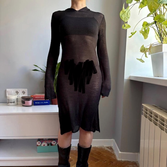 black see through bodycon dress Hollow Out Mesh Sheer See Through Bodycon Party Dresses Women Sexy Clu ASHORE SHOP