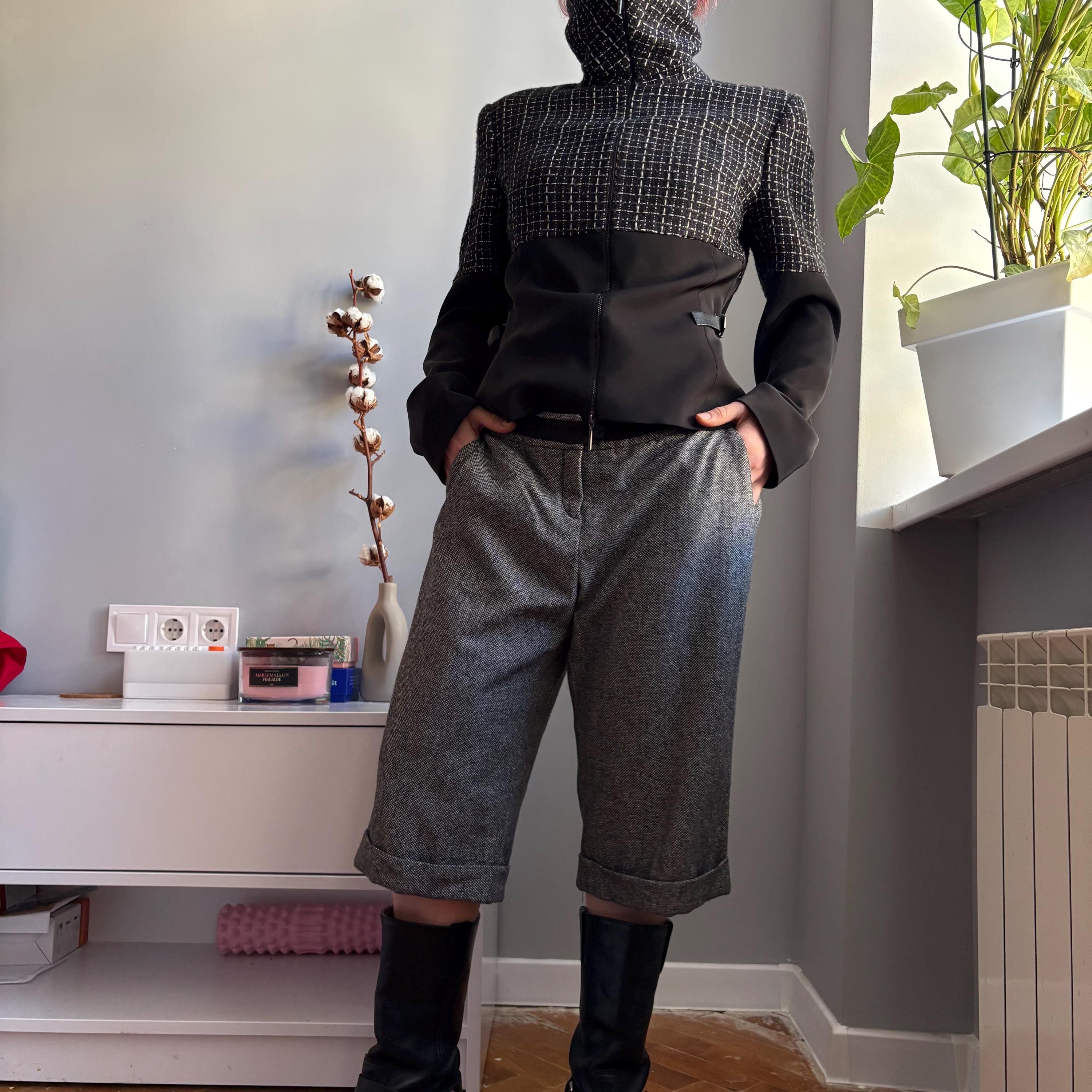 Vintage Kookai Wool Blend Tweed Capri Trousers – Y2K Low Rise